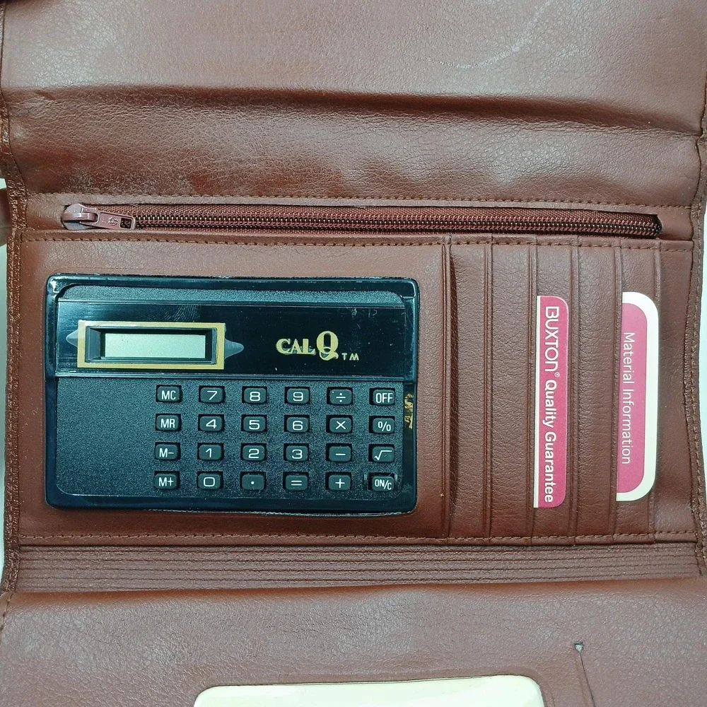 Buxton Leather‎ Wallet Checkclutch Womens One Size Brown CAL-Q Calculator New